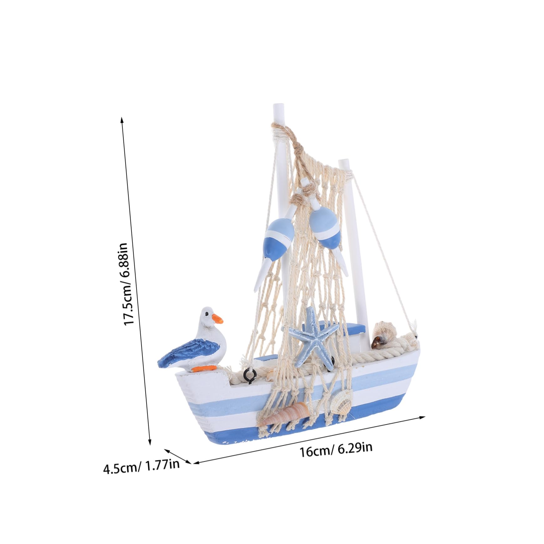 STOBAZA Mediterranean Wooden Sailboat Model Creative Seabird Design Nautical Style Desktop Decoration Boat Wooden Craft for Home Office Decor