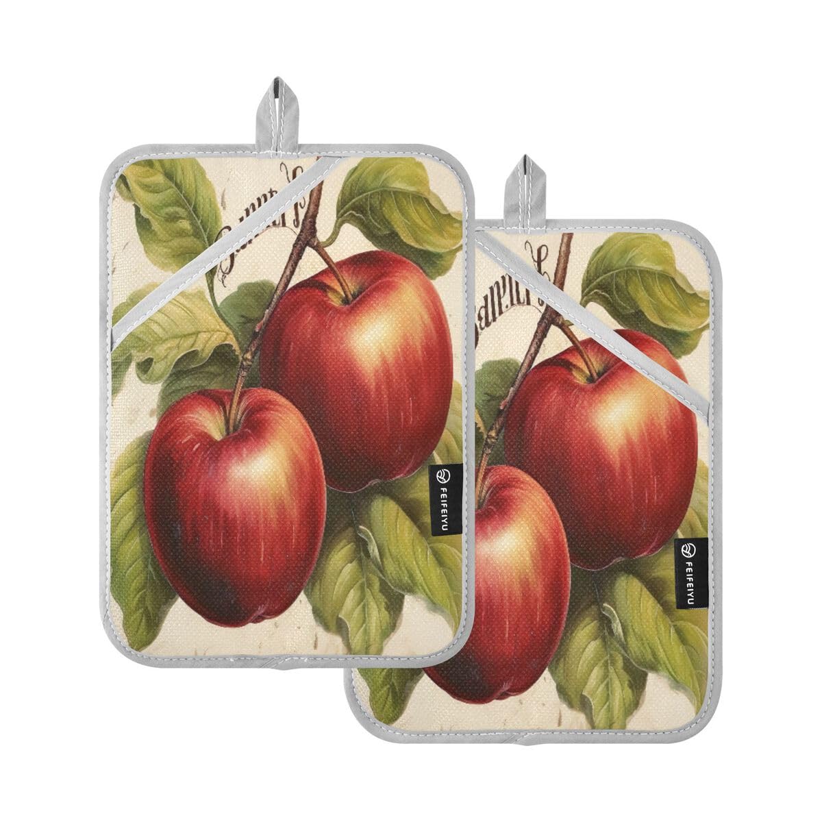 Maniques vintage pommes pour ne plus jamais se brûler les mains en sortant vos plats