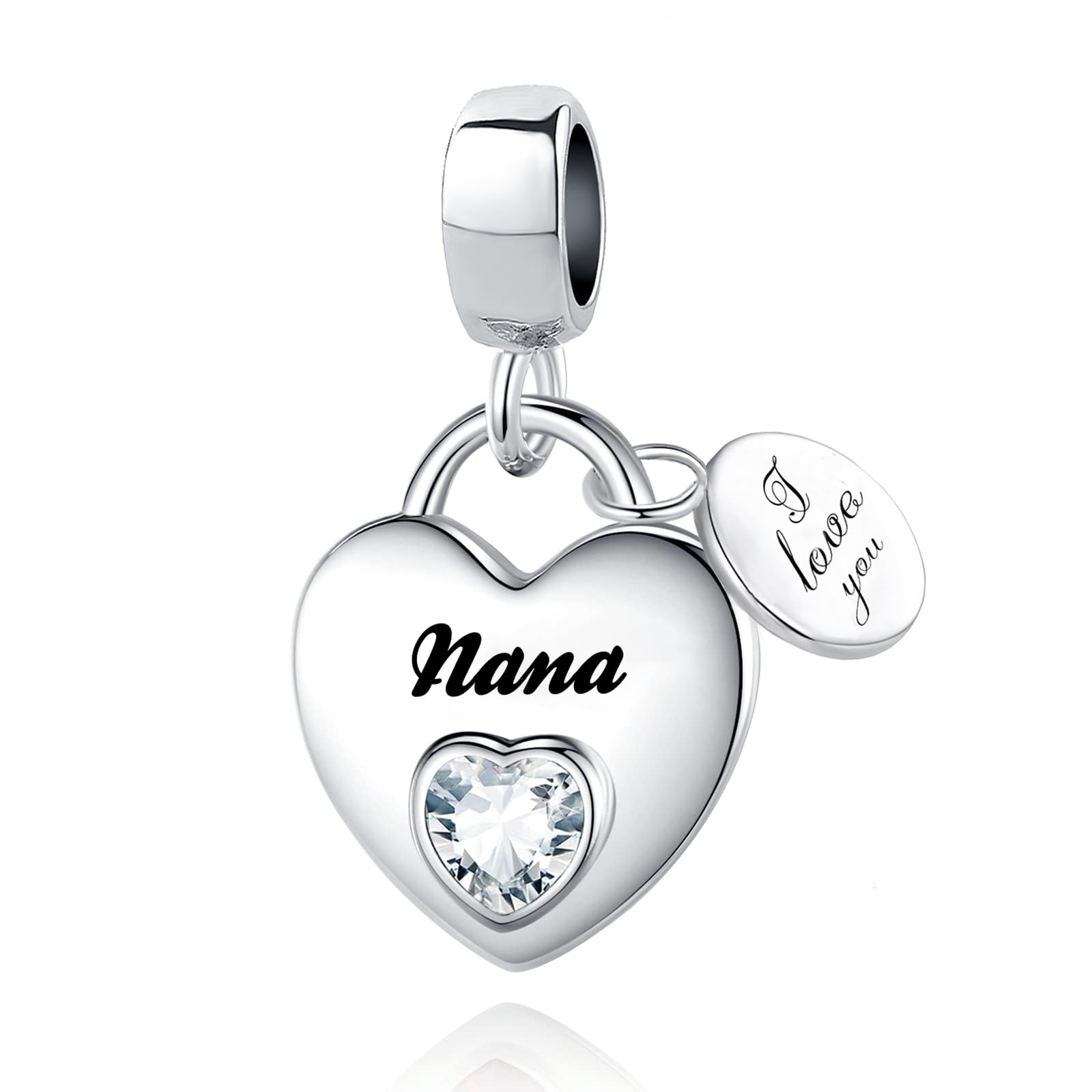 TCHYUN Family Series Dangle Charm Heart Birthstone Bead for Pandora Bracelet Women Gift