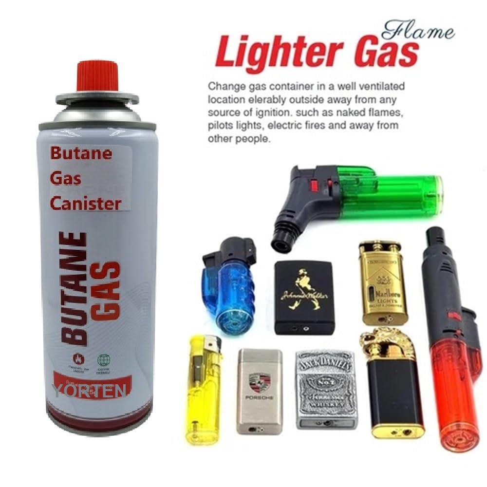yorten Aluminum Butane Gas Canister Butane Torch Refiller Canister Can Refill lighters Small Stove Torch Welding Fuel Gas Camping Stove Picnic Outdoor Cooking Camping (4) 1