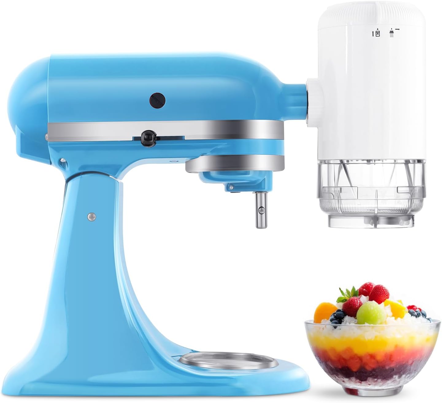 Shave Ice Attachment for Kitchenaid Mixer Attachments, Shaved Ice Machine for Kitchen aid Accessories and Attachments with 8 Ice Molds, Snow Cone Machine with Coarse and Fine Blades