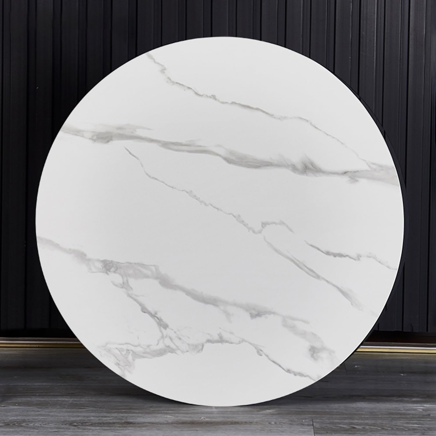 Plateau Tournant Lazy Susan, Plateau Rotatif en Ardoise Rond, avec Roulement Silencieux, Rotation à 360°, Silencieux et Stable, Pas Facile à Vider(White-Gray,80cm/32)