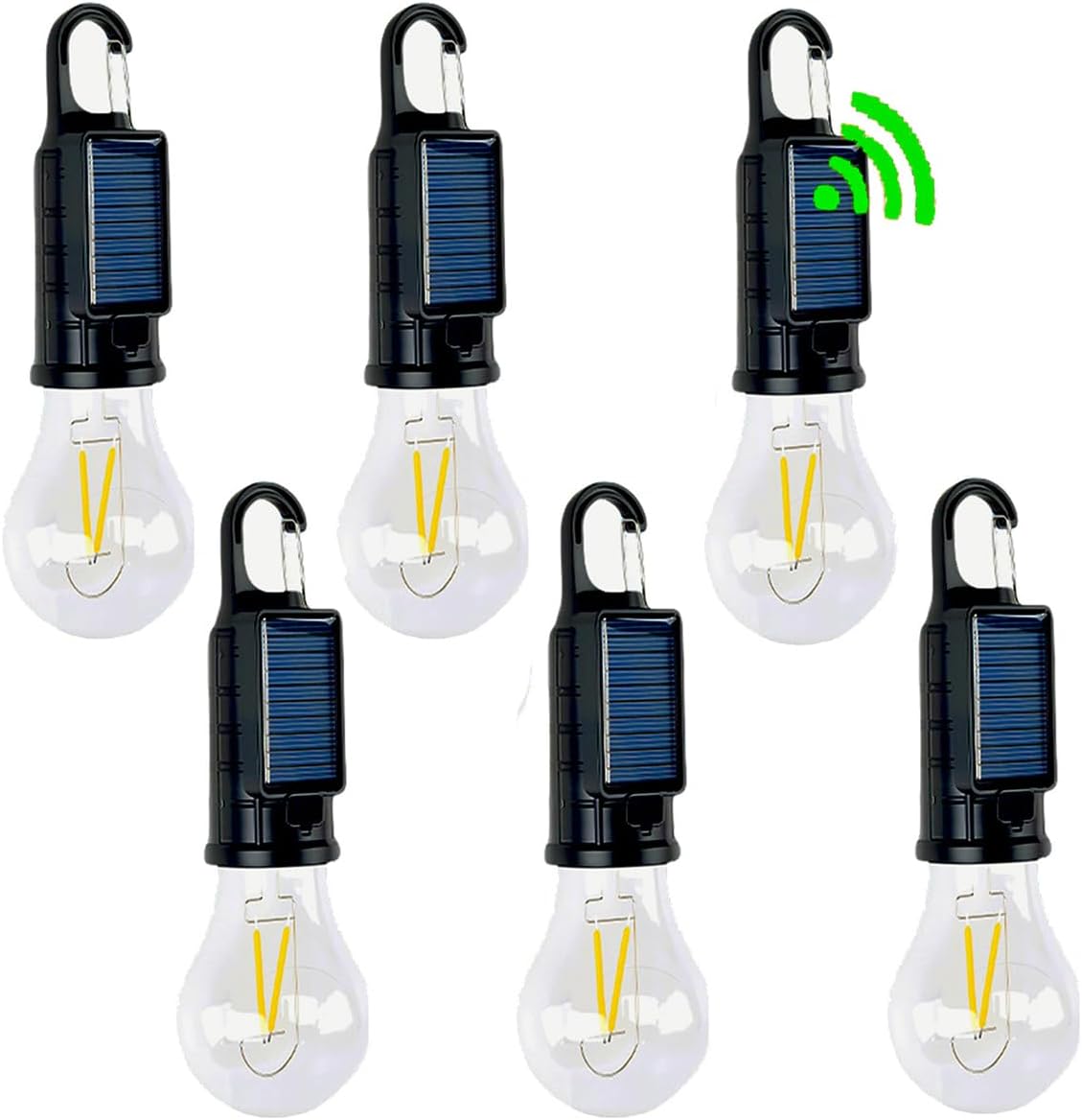 6 Pack Solar Camping Lantern, Portable LED Camping Light with Light Sensor, USB Rechargeable Tent Light, Dusk to Dawn Waterproof Hanging Emergency Light for Outdoor Hiking Backpacking Patio Warm White