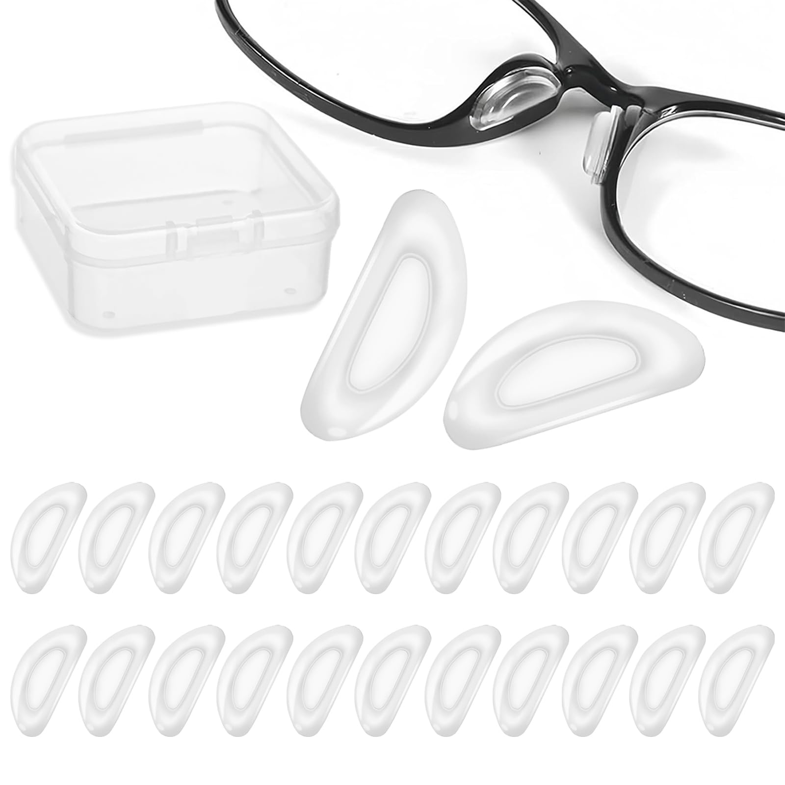 24 Pairs Adhesive Eye Glasses Nose Pads,D Shape Stick on Anti-Slip Soft Silicone,lasses Nose Pads Silicone,for Eyeglasses and Sunglasses Silicone Nose Pad for Glasses