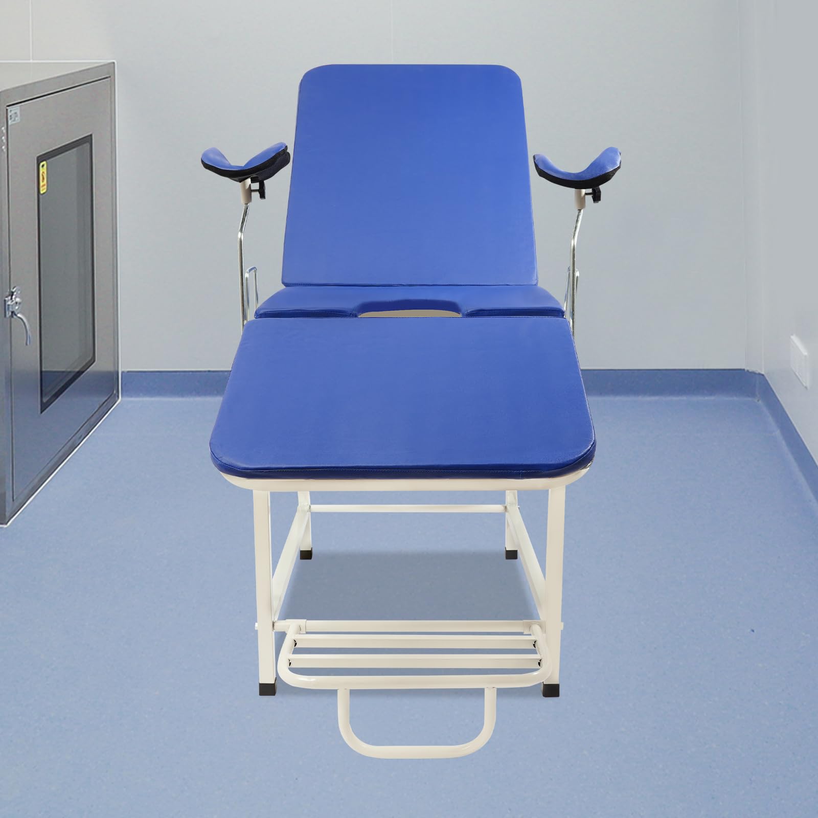 Sedia ginecologica, letto ginecologico regolabile con schienale e gamba, sedia medica per cliniche, ospedali, sale nascita, fino a 150 kg (blu)