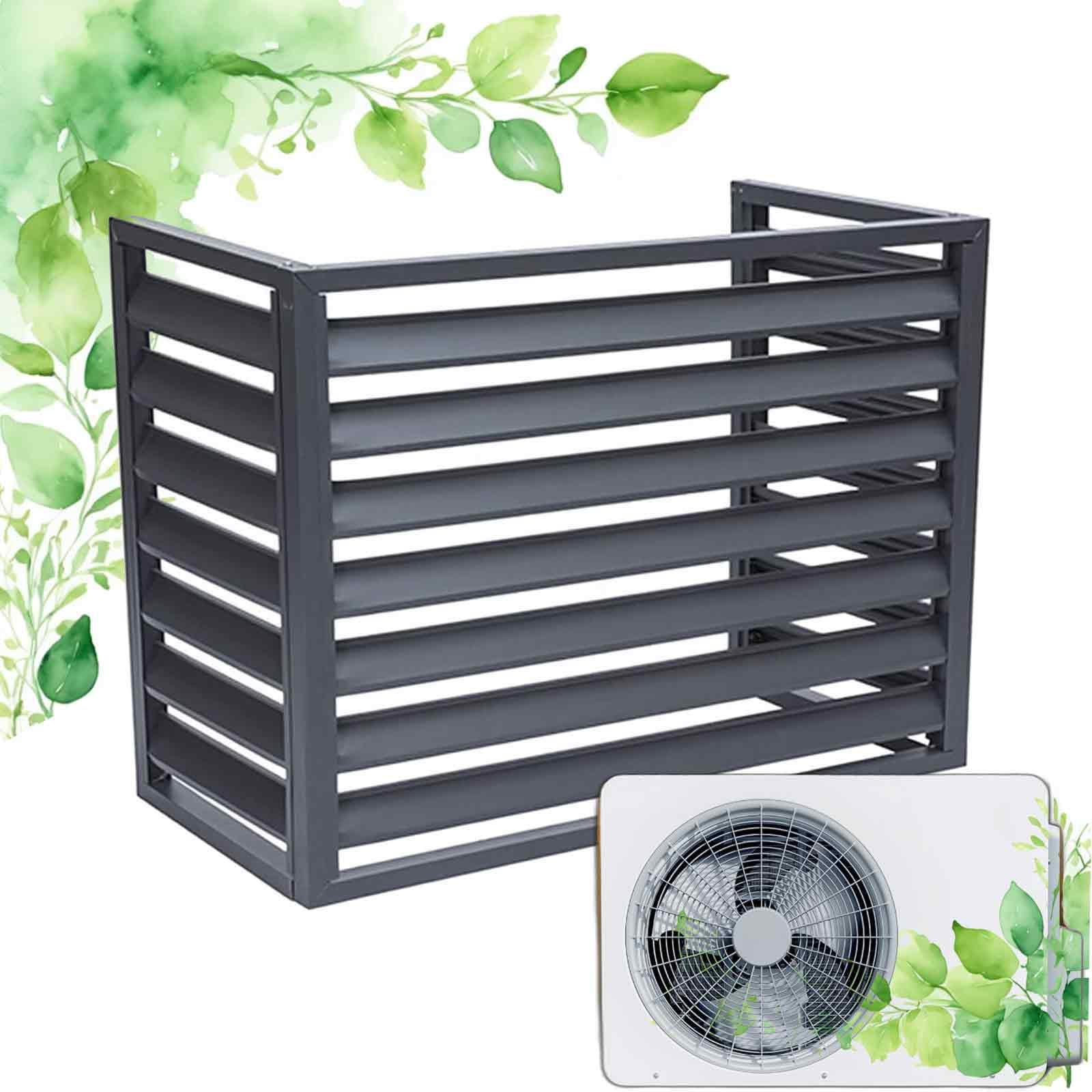100×50×70(1.5P) Gris Sin Cub Cubierta Protectora Aire Acondicionado Aluminio - Dnowegas Funda Exterior Antirrobo Resistente Inclemencias Decorativa Pantalla Privacidad Ventilación