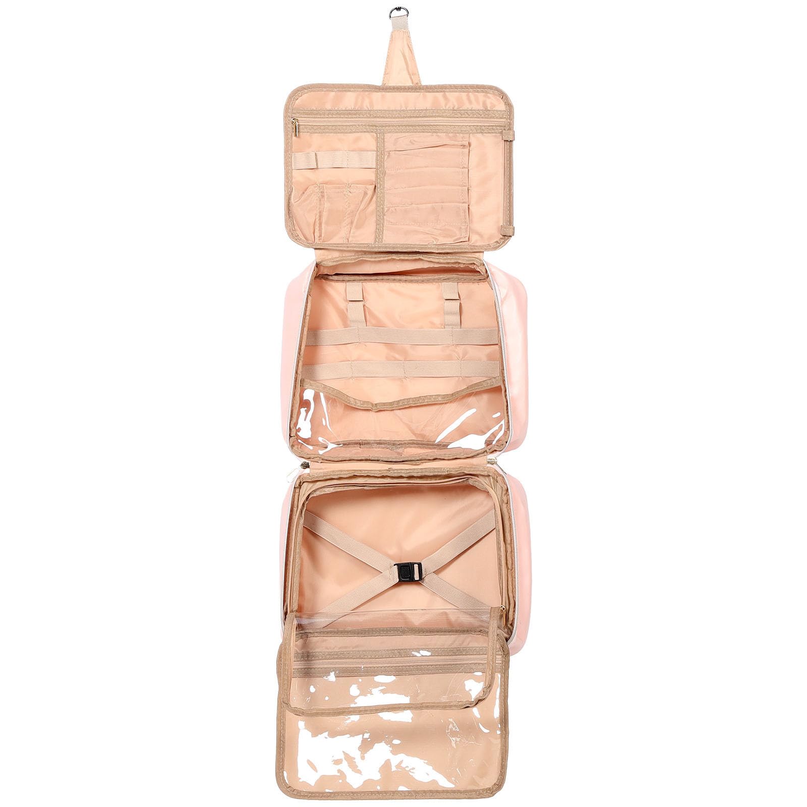 GALPADA Trousse de Toilette Grosse Capacité en Cuir PU Suspendue Imperméable Multi-Compartiments et Poignée Portable pour Voyage et Usage Extérieur