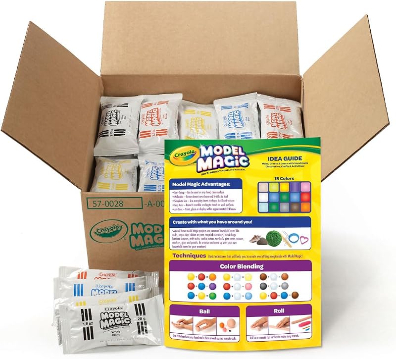 Crayola Model Magic (paquete de 30), material de modelado seco al aire, artículos imprescindibles para el aula de profesores, útiles escolares para niños, alternativa de arcilla suave, 15 colores, paquetes de 1 oz | Artículos imprescindibles para el aula de profesores, útiles escolares para niños, alternativa de arcilla suave, 15 colores, paquetes de 1 oz