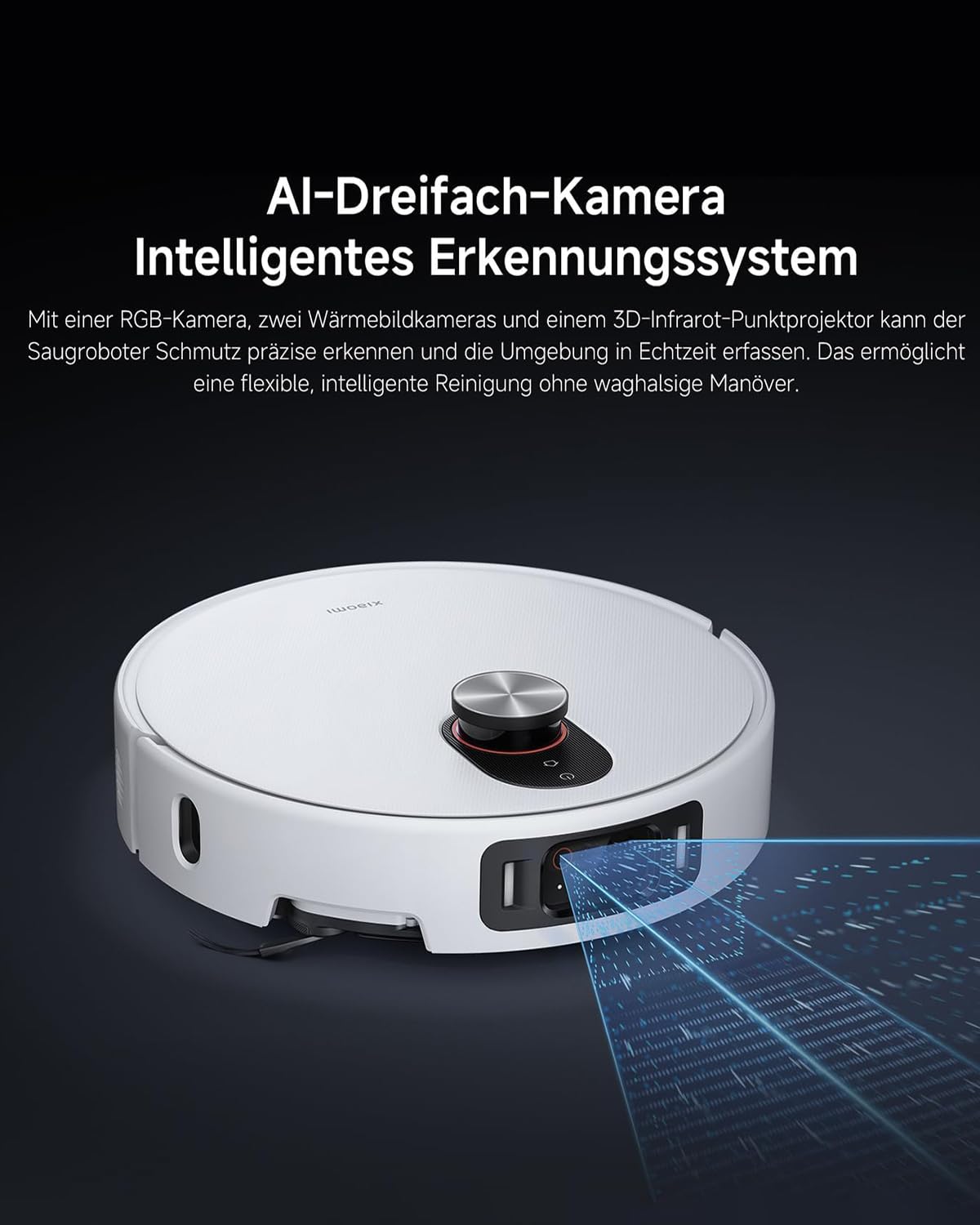 XIAOMI Robot Vacuum 5 Pro - Saugroboter mit Wischfunktion – Staubsauger Roboter ，dToF Smart Retractable Radar，20000Pa，HD-Frontkamera für Echtzeitansicht & Einweg-Kommunikation，für Haare und Tierhaare