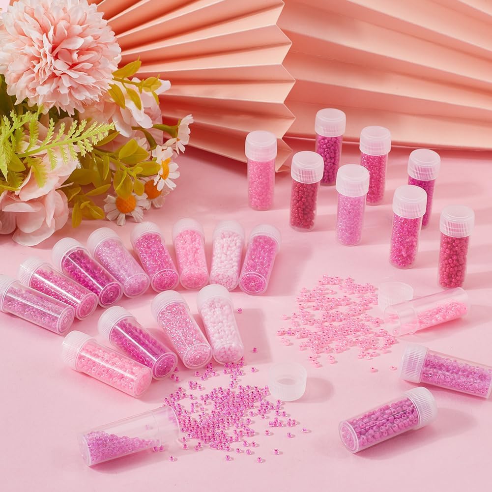 SUNNYCLUE 120G 12/0 Seed Beads 2mm Small Pony Beads Pink Round Glass Seed Bead Bulk Small Glass Bead Mini Glass Loose Spacer Beads for Jewelry Making DIY Earrings Friendship Bracelets Necklace - Image 4