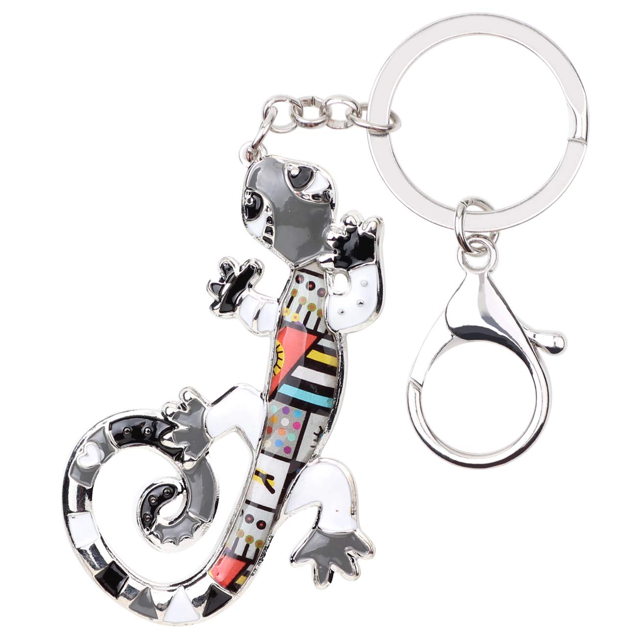 DOWAY Enamel Cute Lizard Gecko Keychain Keyring Charm for Handbags Purses Bags Belts Decor Gift (Black)