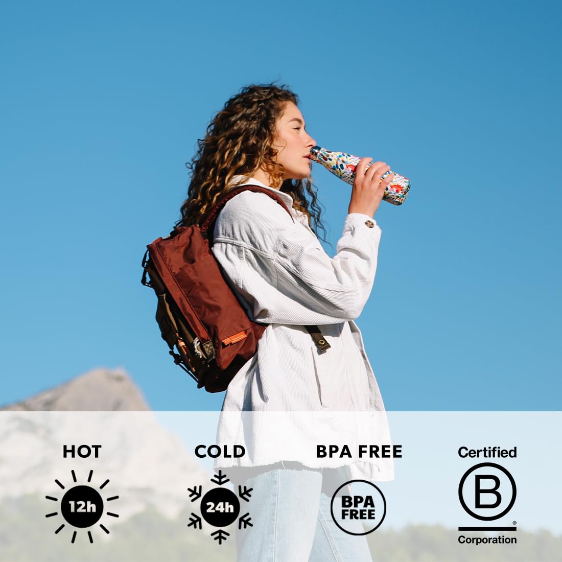 Qwetch, Insulated Originals Bottle -Pastel Pink 500ml, Stainless Steel Water Bottle, 24h Cold and 12h Hot, Leakproof - Image 3