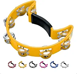 Pandeiro Meia Lua Profissional Pandeirola de Mão Colorida Instrumento Percussão Musical Em ABS (Amarelo)