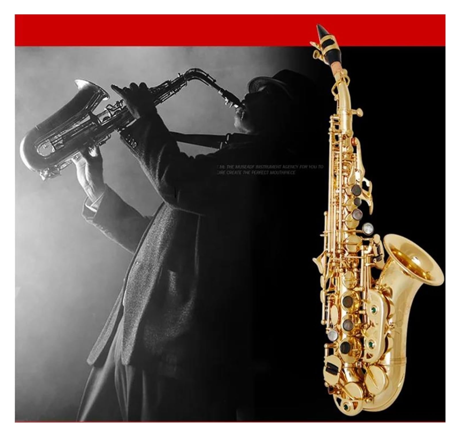 Sassofono Professionale Sassofono soprano curvo Sib Strumento musicale Sassofono per adulti Prestazioni di livello professionale