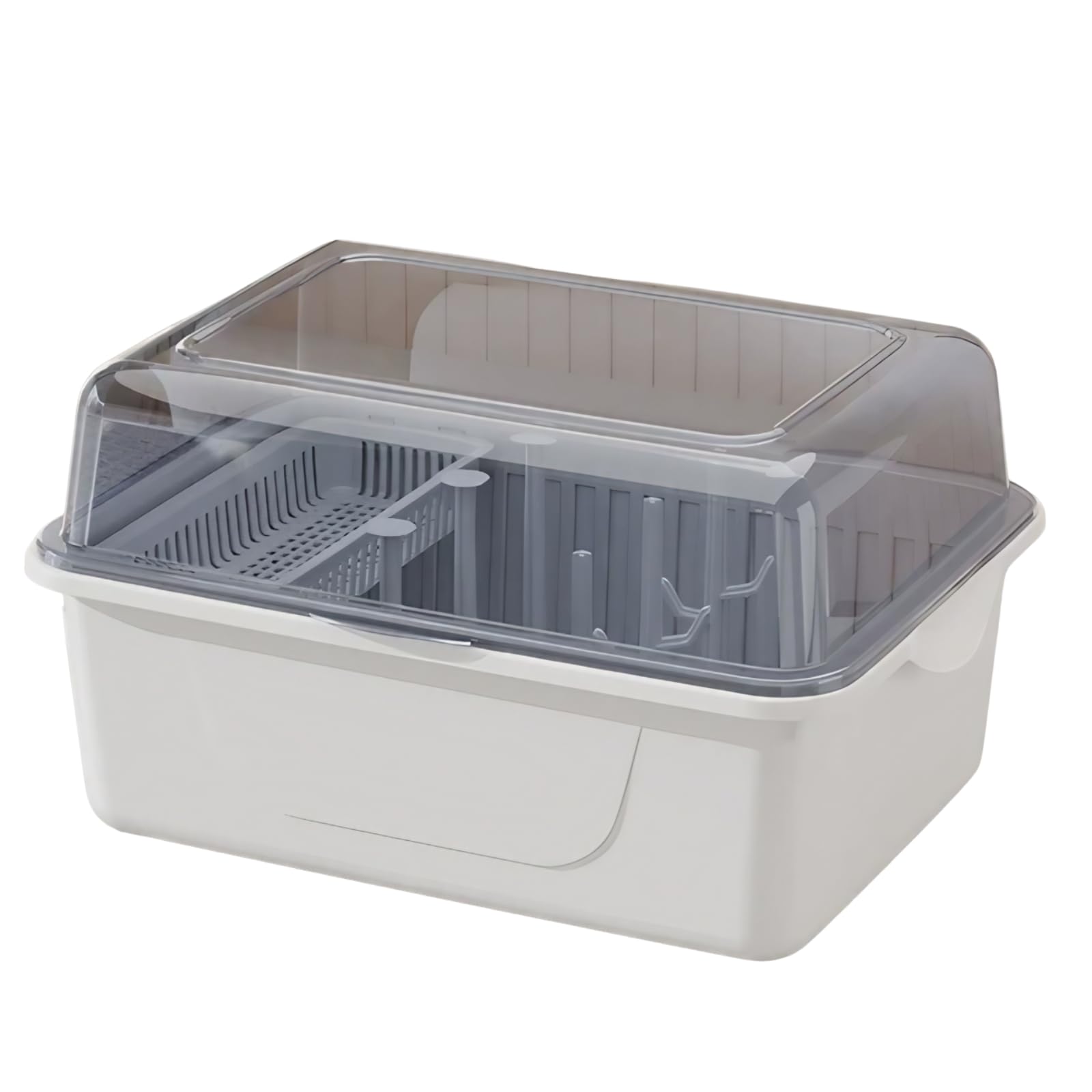 DIZLAS 哺乳瓶ラック 蓋付き 保管ケース 哺乳瓶スタンド 乾燥 消毒 除菌 ボトル水切り 持ち運び 大容量 (グレーブルー)