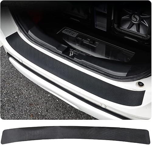 Ziciner Protector protector de parachoques trasero de automóvil, fibra de carbono antiarañazos, calcomanía de tira de protección para umbral de
