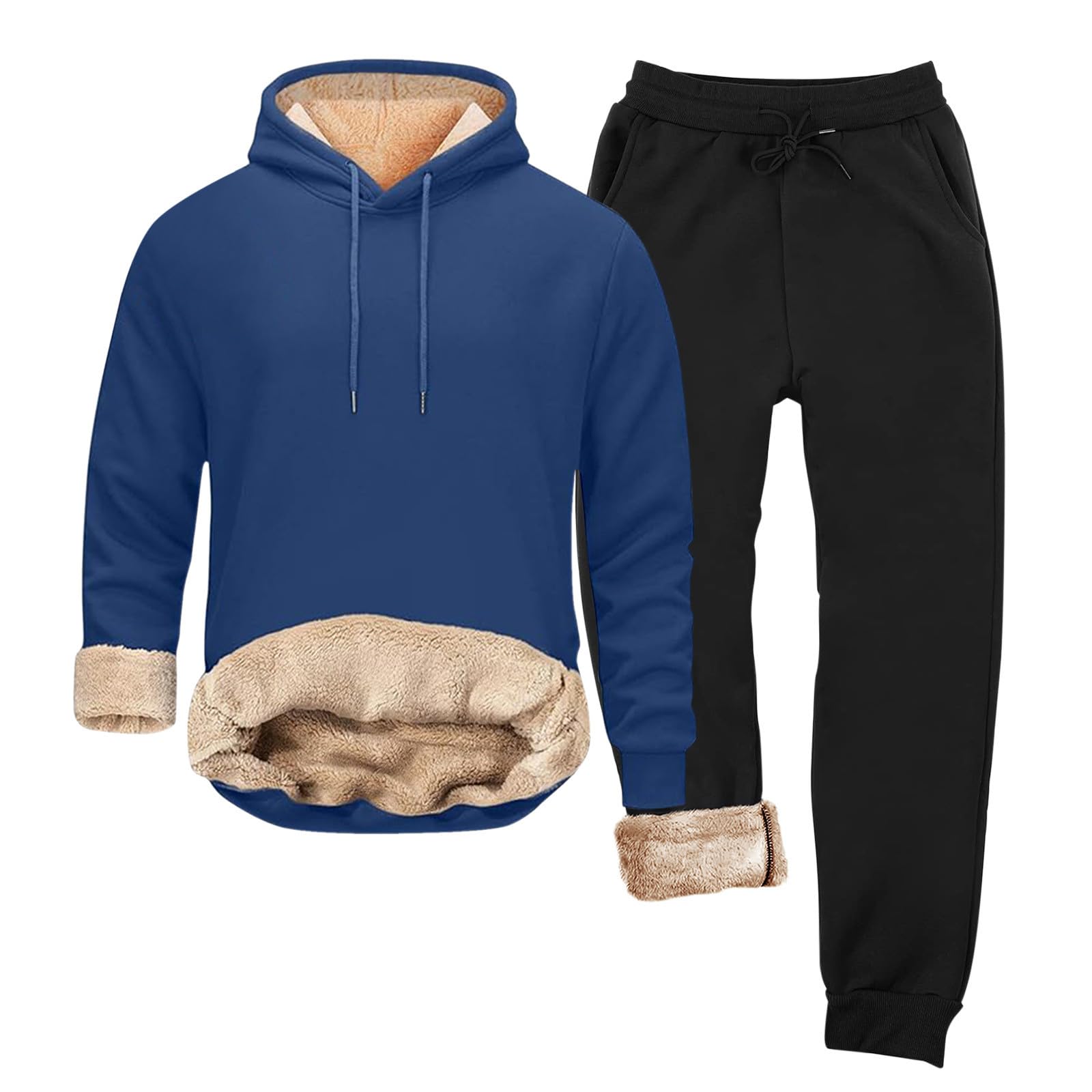 Générique Męskie spodnie dresowe 2-częściowy zestaw bluza z kapturem spodnie sportowe bawełna jesień miękka casualowa dres z długim rękawem sznurek ciepły wygodny wypoczynek A100