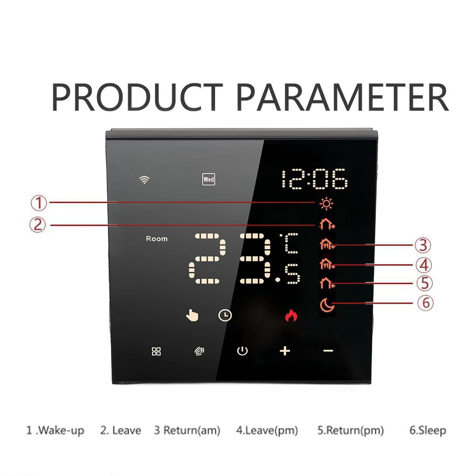 Termostato Doméstico, Termostato WiFi Carcasa de PC de Alta Precisión Control de Teléfono Móvil 100-250VAC 7 Días Pantalla Táctil Interior Programable (Horno para Colgar en la Pared con