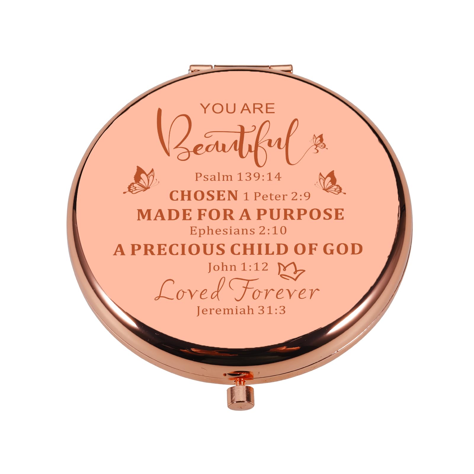 Fleure Esme Christian Easter Gifts for Women Men Kids Compact Mirror Gifts Christmas Religious Gifts for Him Her Confirmation Makeup Mirror for Bible Verse Baptism Catholic Gifts for Female Teen Girls