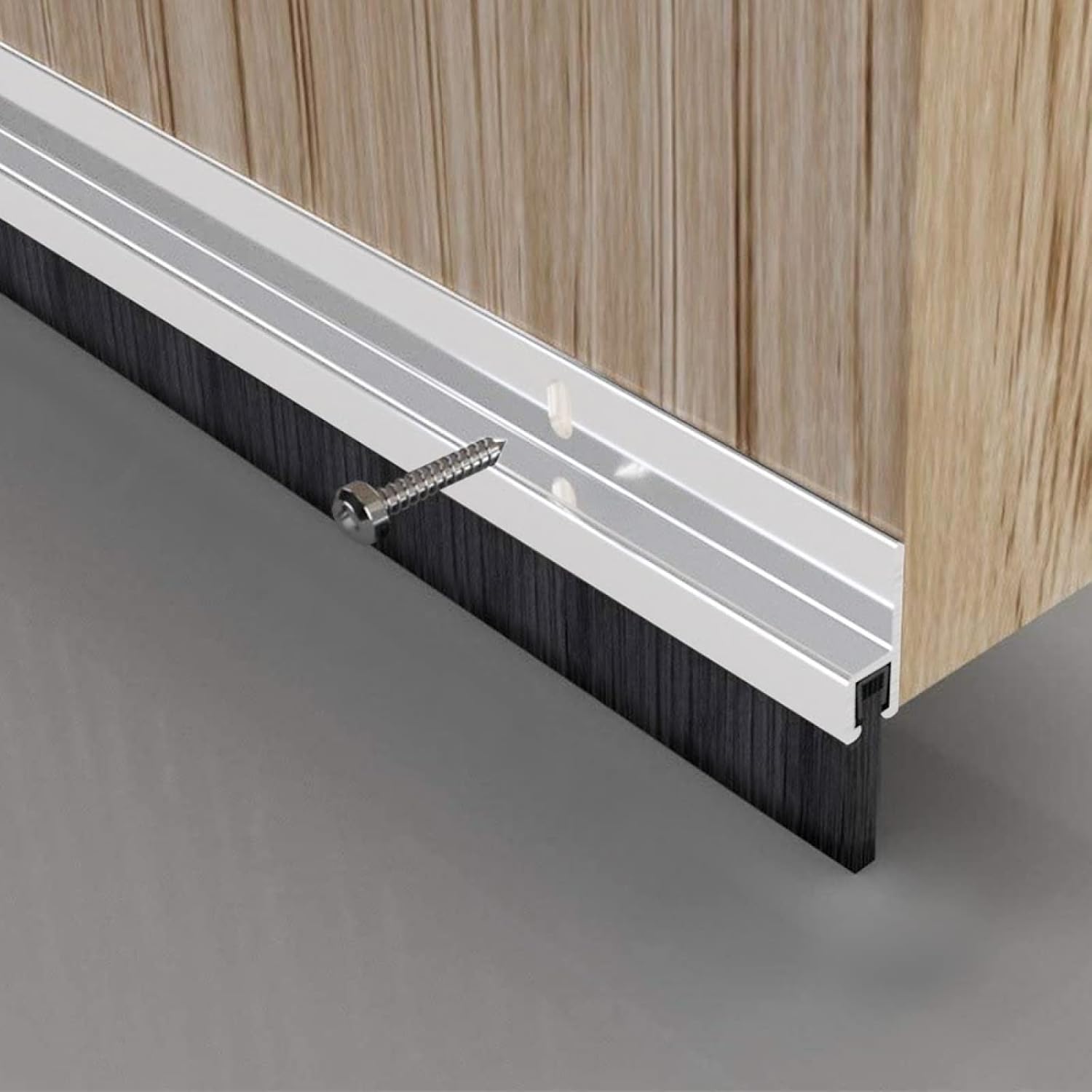 TerraNook Door Sweep 100cm, Aluminium Door Brush Draught Excluder Strip for Door Bottom, Draft Blocker & Noise Insulator for Dust, Wind, Insect Proof (White)
