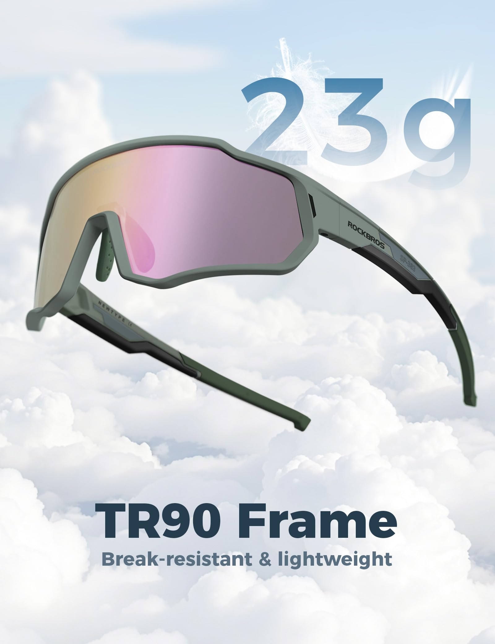 ROCKBROS Gafas de Ciclismo para Niños Polarizadas Protección UV400
