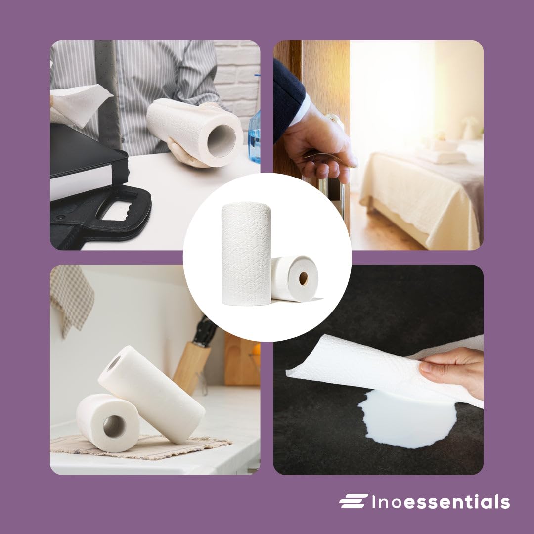 Inoverse 3-lagig Küchenrollen, 4 Rollen (8er Pack) – 50 Blätter pro Rolle, Küchenpapier aus 100% Zellstoff, Extra Saugfähig & Reißfest, Haushaltsrollen