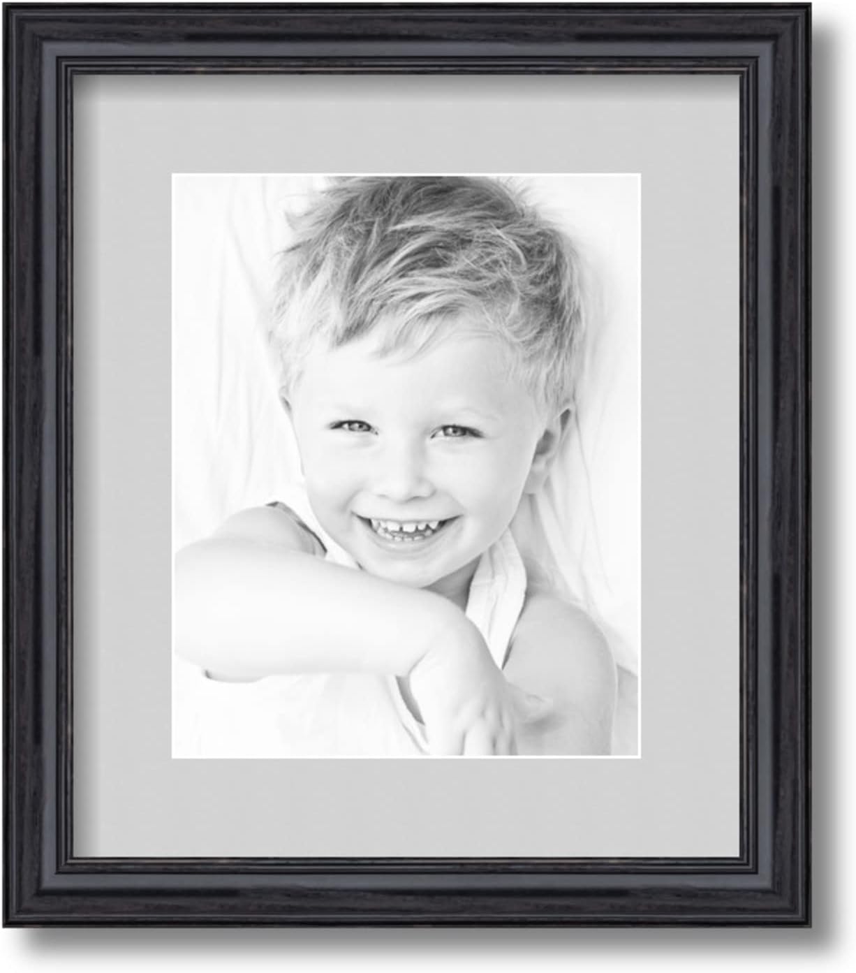 ArtToFrames 8x10 inch Black Stain on Solid Red Oak Picture Frame with 2 Inch Single Candlewick Mat, SingleMat-0066-59504-YBLK-8x10-756