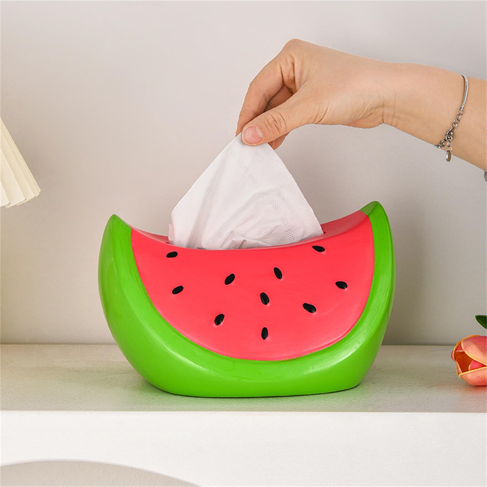 ZEXKENS Unique Watermelon Shaped Tissue Dispenser Decorative Large Capacity Paper Towel Holder for Kids Rooms