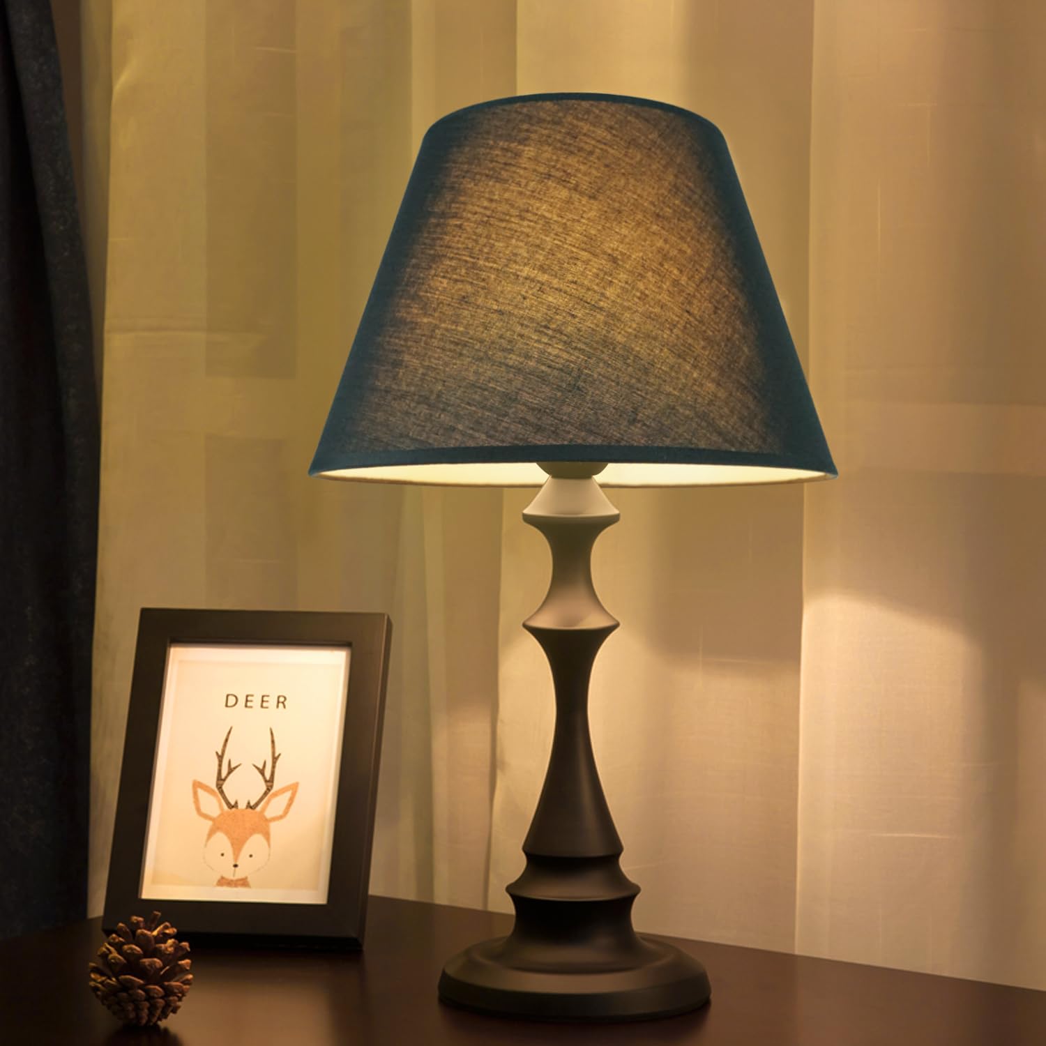 DULEE Abat-jour E27 E14 de 30 cm - En tissu fait à la main - Pour lampadaire, lampe de table, lampe de chevet (haut) 18 cm x (hauteur) 20 cm x (bas) 30 cm, noir
