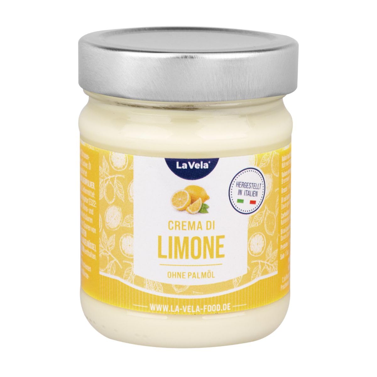 La Vela Crema di Limone – Italienische Zitronencreme aus Sizilien | Palmölfrei | Fruchtiger Brotaufstrich & Dessertcreme | Premium Aufstrich (190G, Zitrone)