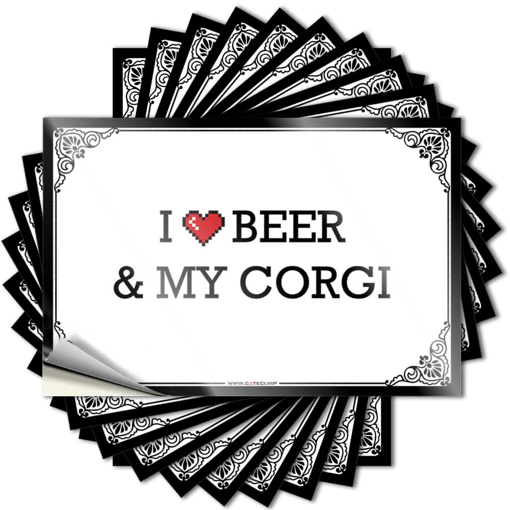 Spring Porch Decor Cover Decal | I Love Beer & My Corgi Aesthetic Durable Vinyl Sticker Easy Apply for Winter(12X18CM)