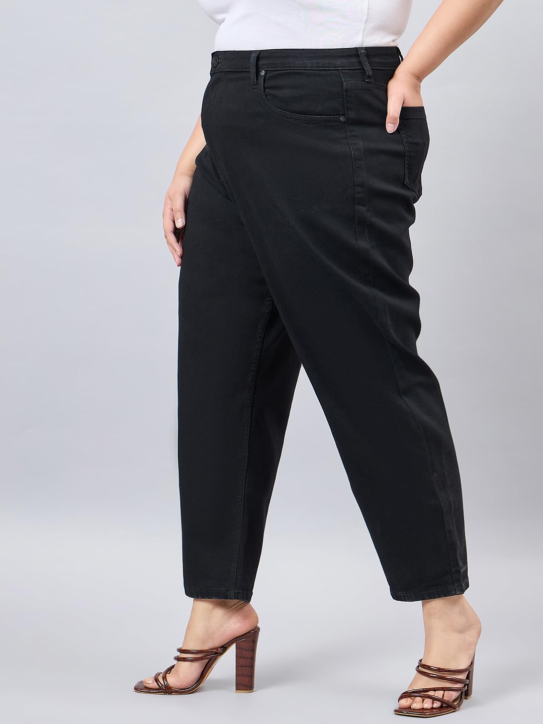 Style Quotient Dżinsy damskie z wysokim stanem, rozciągliwe spodnie dżinsowe, duże rozmiary, czarne