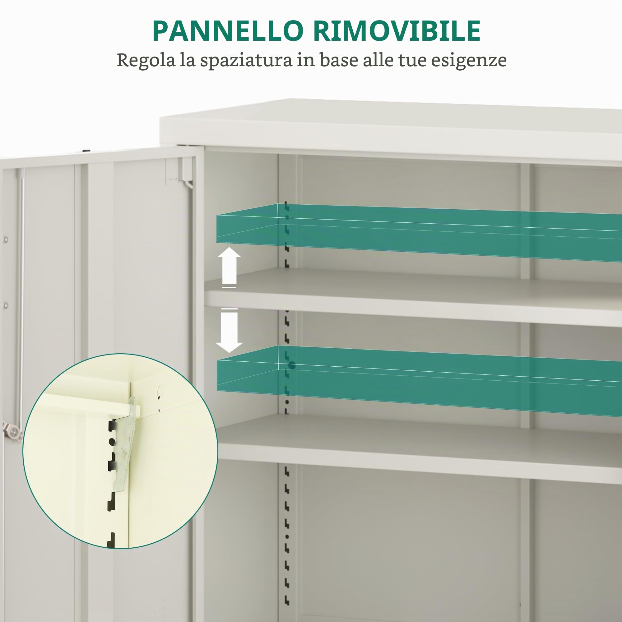 YITAHOME Armadio Ufficio, Armadio Metallo con 2 Ripiani Regolabili, Schedario Armadi da Ufficio con Fori di Ventilazione per Garage Ufficio Studio, Archivio di Archiviazione Bianco, 80 x 40 x 90cm
