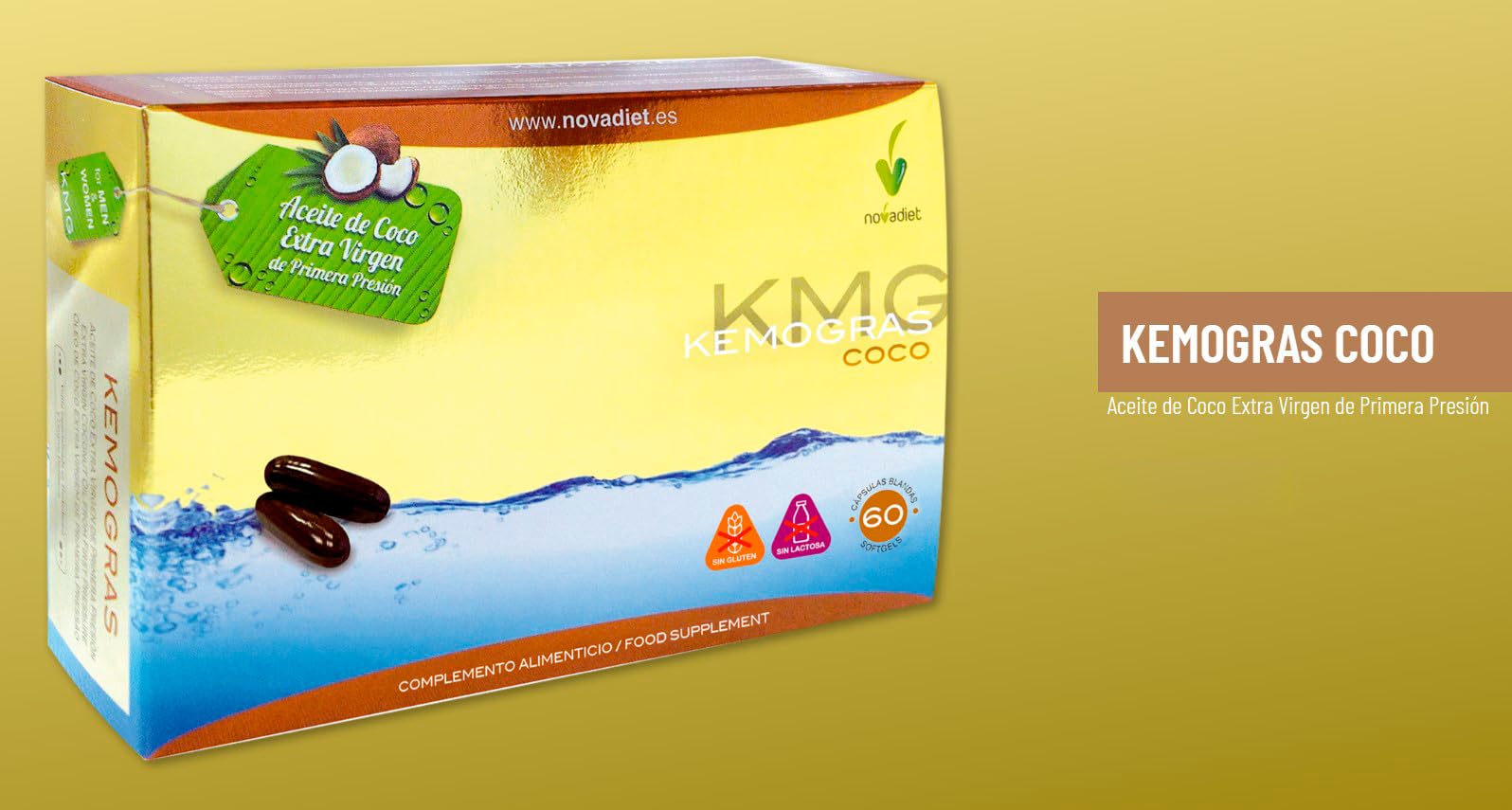 Novadiet KEMOGRAS COCO Aceite de Coco Extra Virgen Cápsulas 60