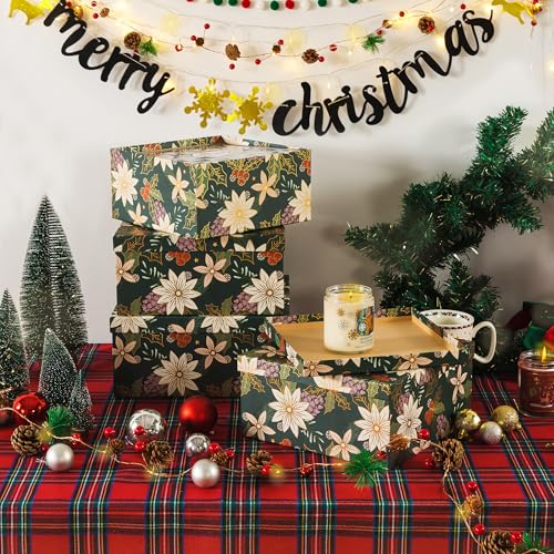 Soul-Lane-Christmas-Square-Decorative-Boxes-with-Lids-Set-of-4-Festive-Foliage-Reusable-Large-Nesting-Holiday-Gift-Boxes-for-Presents-and-Decor Soul Lane Christmas Square Decorative Boxes with Lids Set of 4 Festive Foliage Reusable Large Nesting Holiday Gift Boxes for Presents and Decor