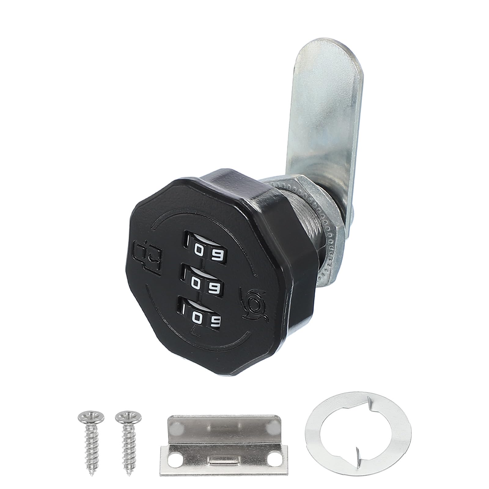 PATIKIL Combination Cam Lock Zinc Alloy Keyless 3-Digit Password File Cabinet Lock 13/16" Cylinder Chrome Finish Security Lock with Screw for Drawer Cupboard Black