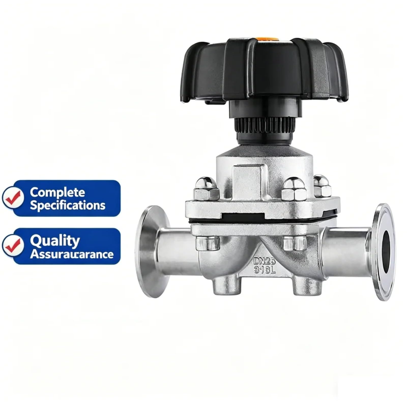1 pcs Válvula de diafragma Tri-Clamp 32mm Acero inoxidable 316L(32mm)