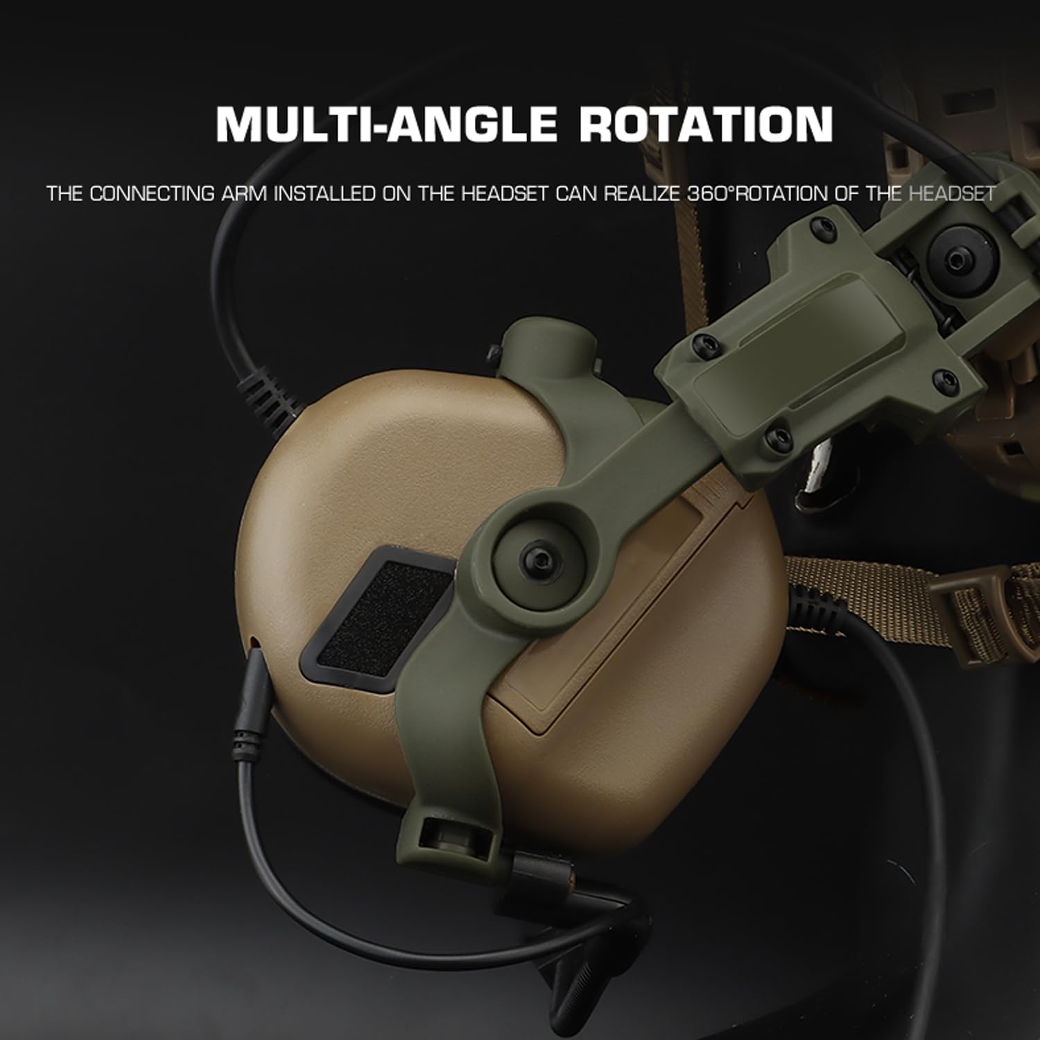 Zhongren Casque Rapide Arc Rail Adapter Tactique Pickup Headset Suspension Casque Support Multi-Angle Rotation pour Ops Core Arc & Team Wendym-Lok Rail, Support pour Casque de Chasse