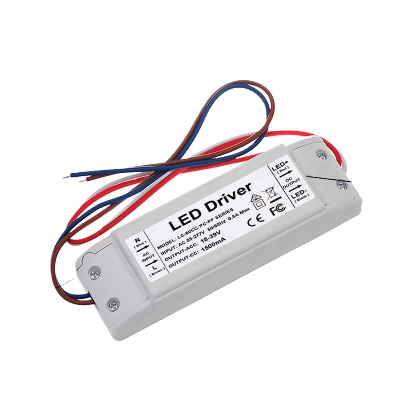 PWANUIGTE 40W 50W 60W LED Driver Constant Current 450mA 600mA 900mA 1200mA 1500mA 1800mA 2100mA Power Lighting Transformer(600mA 54-96V PC)