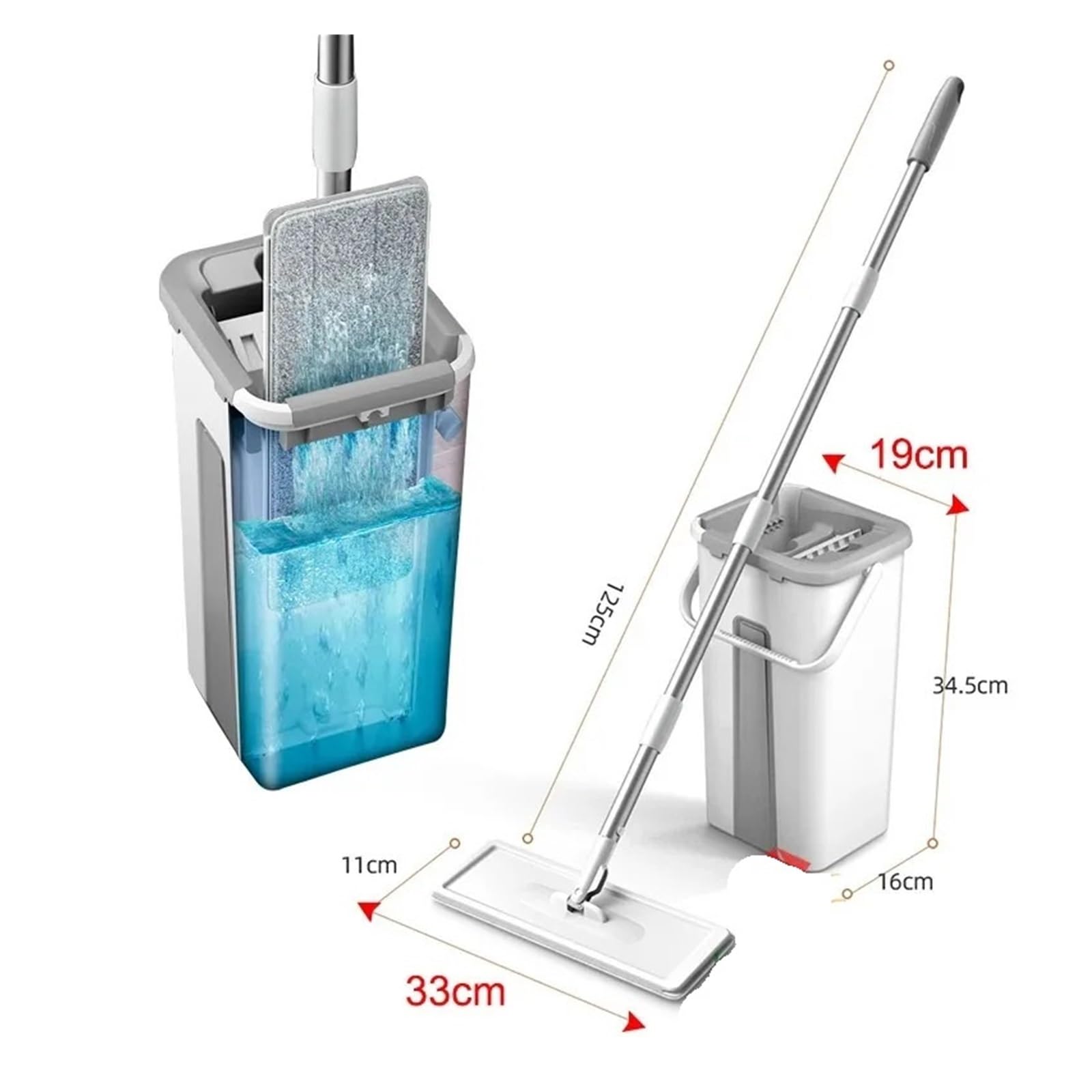 Trapeador mágico for Pisos, trapeador exprimidor con Cubo, trapeador Giratorio for Lavar Pisos, Limpieza del hogar, Limpiador fácil(Bucket-mop-3cloth)