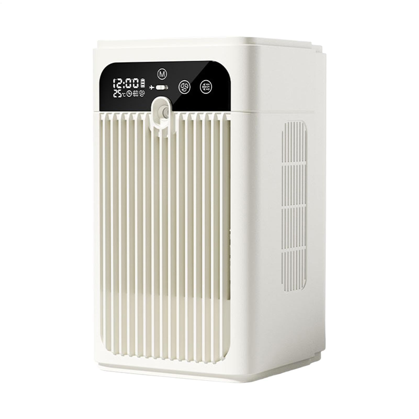 Genérico Ventilatore da scrivania portatile, ricaricabile con 2 impostazioni di velocità e visualizzazione 'ora, silenzioso, per casa, ufficio, camera da , dormitorio, cucina, campeggio, uso