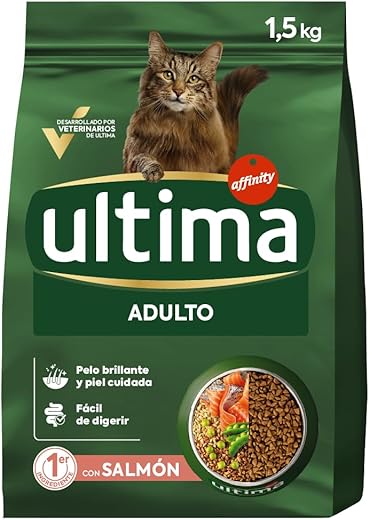 Ultima – Pienso para gatos adultos Ultima salmón, arroz y cereales integrales. 1,5 Kg