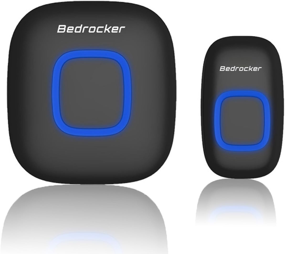 Bedrocker® Unique Wireless Doorbell Set with Flashing LED Indicator, 1000 Feet Operating Range, 52 Optional Stereophonic Music Chimes, 4 Level Adjustable Volume Settings , Plug-in Receiver - Black