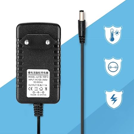 16.8V 1A Battery Charger Adapter, Wide Voltage Input Lithium Battery Charger Adapter Support Multilevel Protection