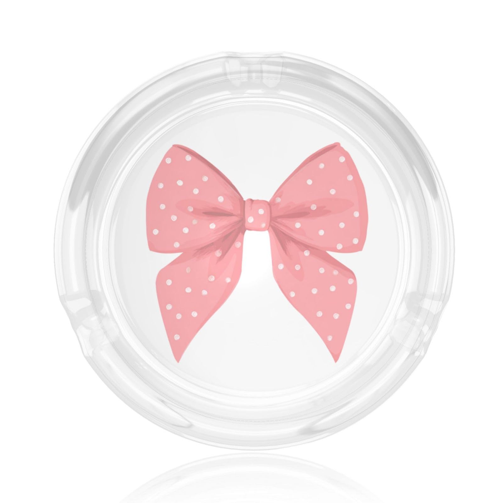Pink Bow With White Dots Glass Ashtray For Cigarettes Ash Trays Case For Home Office Decor