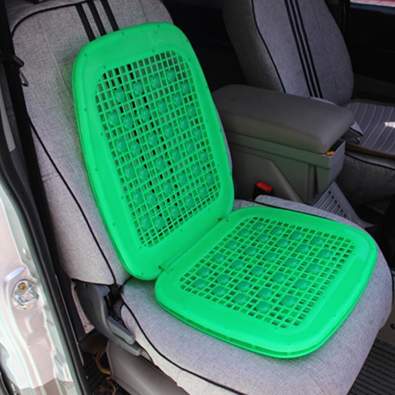 Unomor Ventilated Massage Seat Cushion for Trucks Double PVC Mat with Cooling Beads Breathable Car Seat Cover for Forklifts and Vehicles Green