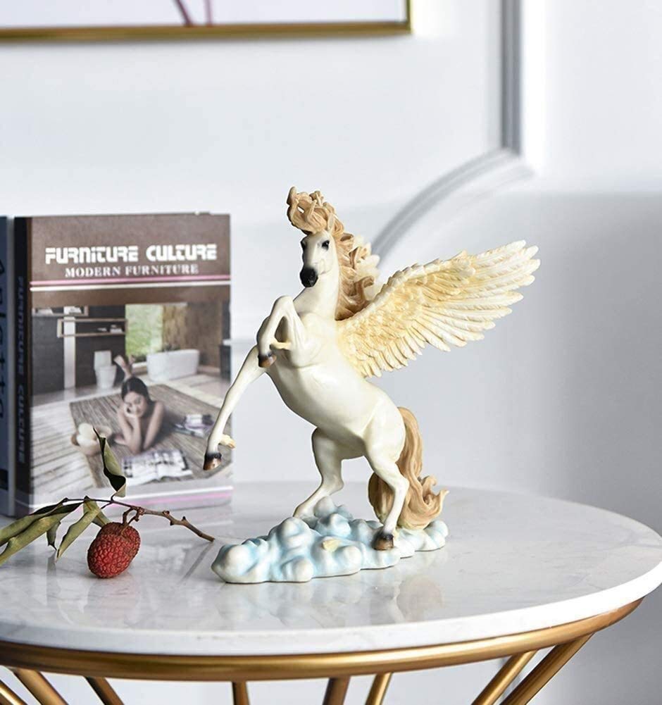 Amazon.co.jp: 像彫刻の装飾的な彫刻の天使の馬の彫刻の装飾馬モデル
