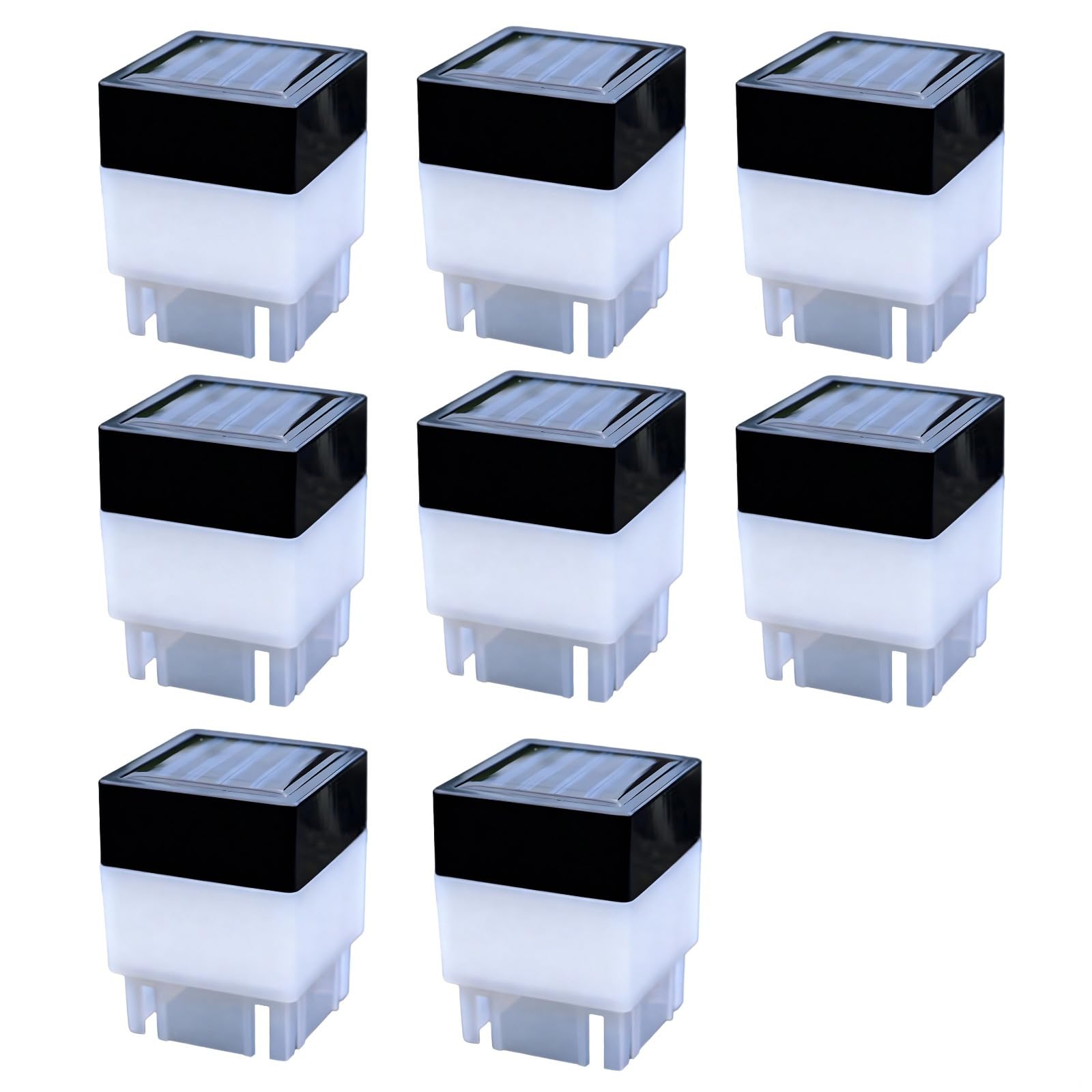 Solar-Pfostenkappen-Lichter, 50 x 50 mm, schwarz, quadratisch, LED-Zaunpfosten, 5 x 5,1 cm, für Garten, Hinterhof, Dekoration, 8 Stück