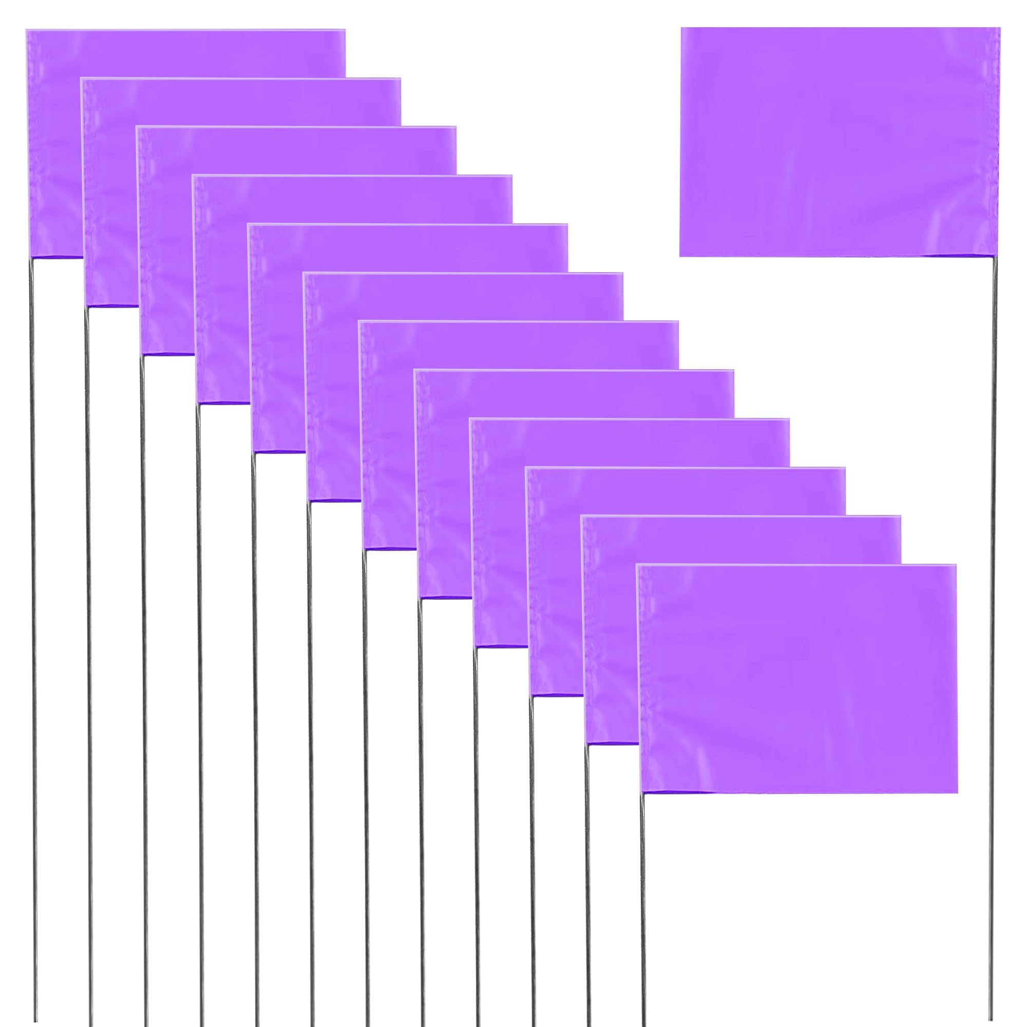 XIJIXI Marking 50 Pack Purple Rectangular Yard Flags, 15 x 2.5 Inch, Garden