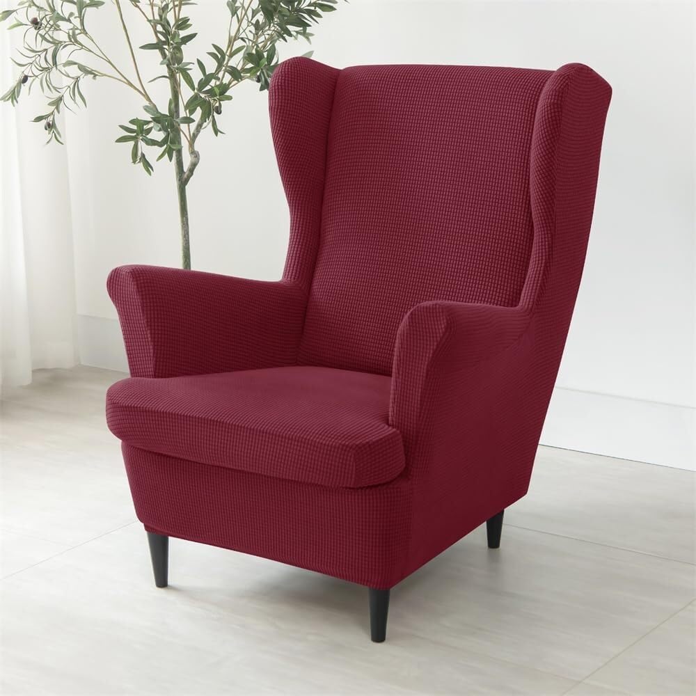 Jacquard Stretch Wingback Chair Covers 2 Piece Wing Chair Armchairs Covers
